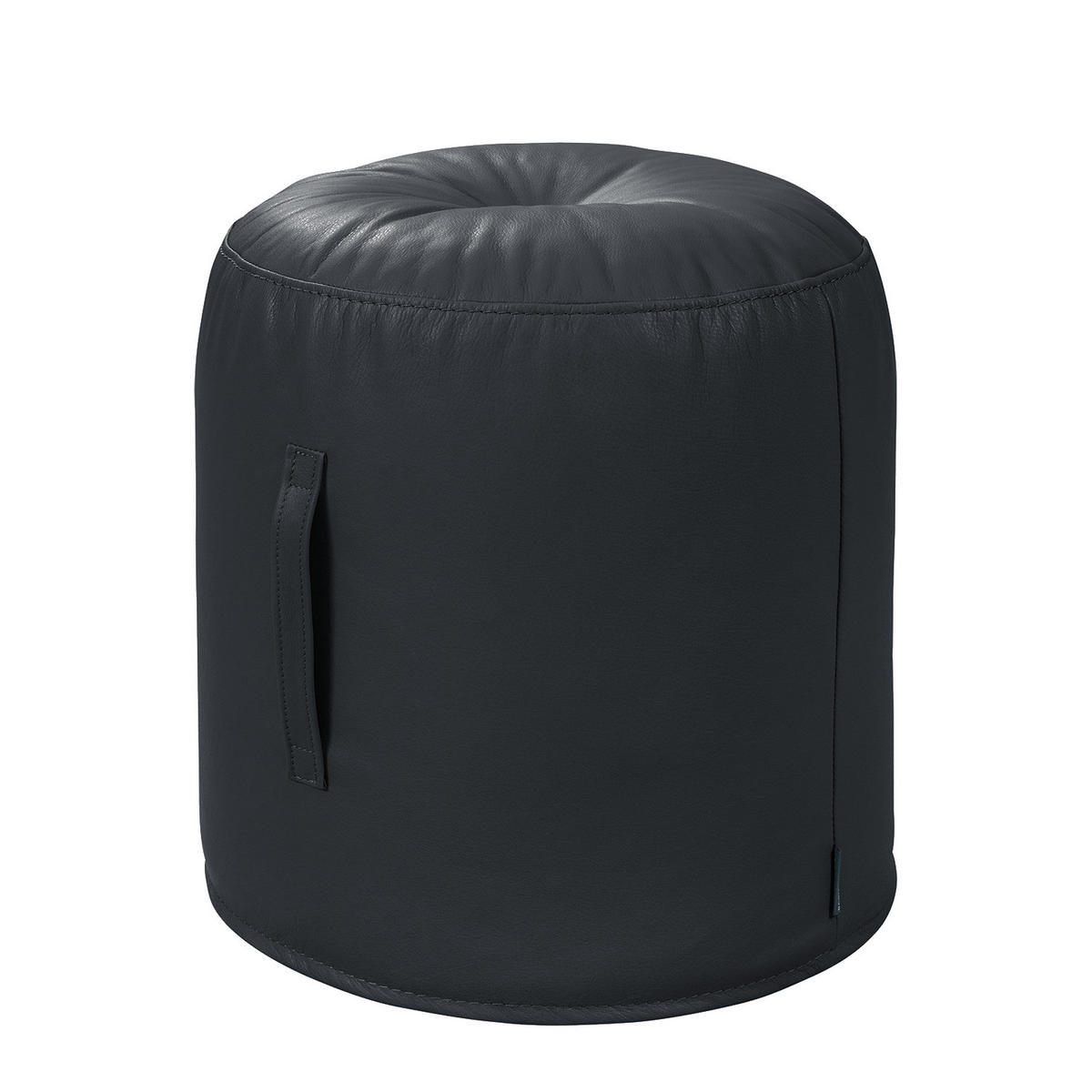 SITZHOCKER - Echtleder - Dunkelblau, Leder (43/45/43cm) - home24