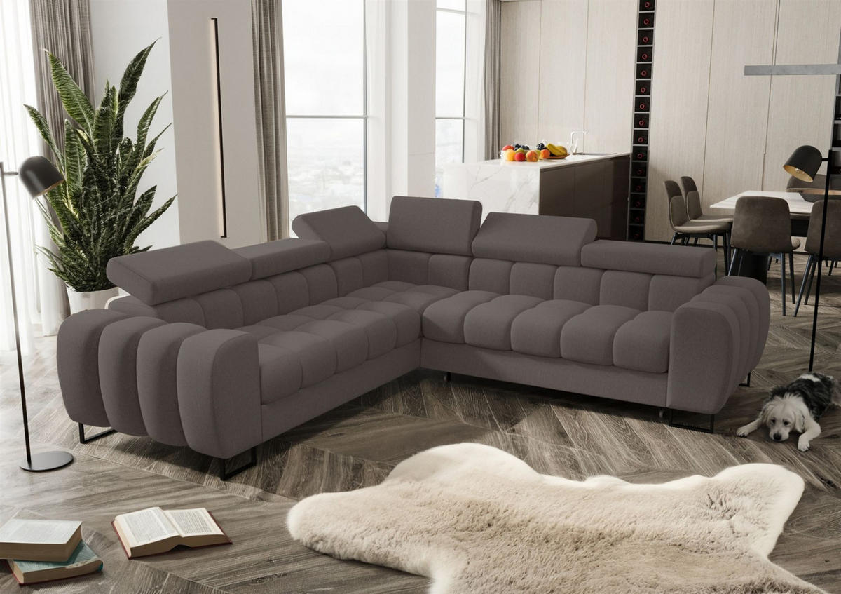 ECKSOFA Bastien Mit Schlaffunktion - Grau, Holzwerkstoff/Textil (260/260cm) - Fun Möbel