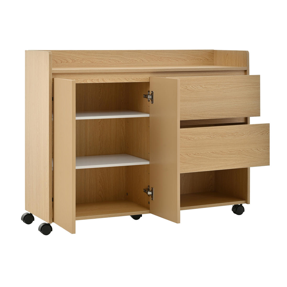 SCHUHSCHRANK 110/35/86 cm Natur aus MDF mit Rollen und Schubladen - Naturfarben, Holzwerkstoff (110/86/35cm) - OKWISH