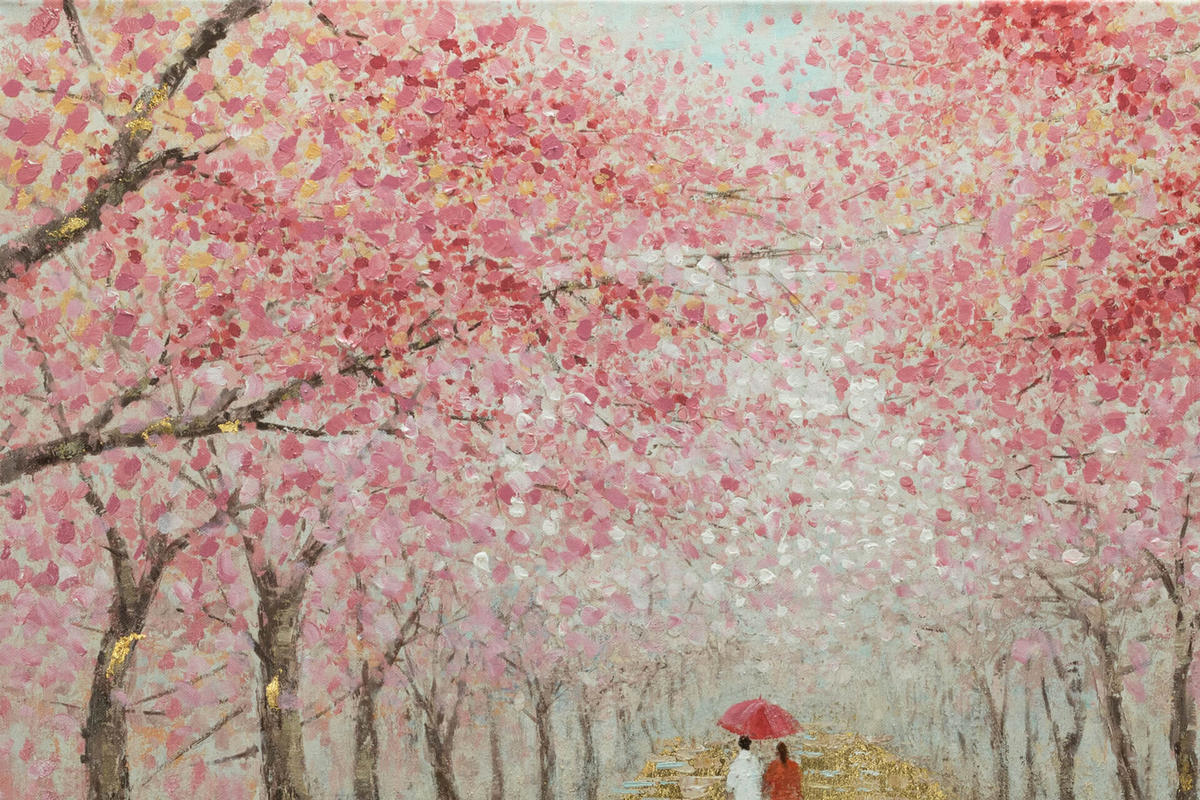 ÖLGEMÄLDE 100/70 cm - Pink/Braun, Holz/Textil (100/70cm) - KUNSTLOFT
