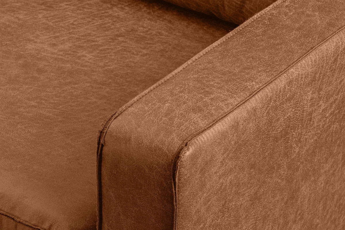 ECKSOFA-LINKS INVIA mit Armlehnen vintage, Lederoptik-Stoff, rot - Rot/Schwarz, Textil (234/160cm) - KONSIMO®