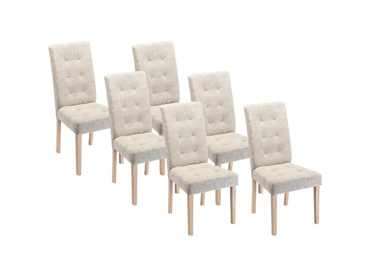 STUHL 6er-Set - Stoff & Holz - Beige - VILLOSA - Creme, Textil (61/100/48cm) - Vente-Unique