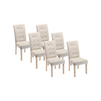 STUHL 6er-Set - Stoff & Holz - Beige - VILLOSA - Creme, Textil (61/100/48cm) - Vente-Unique