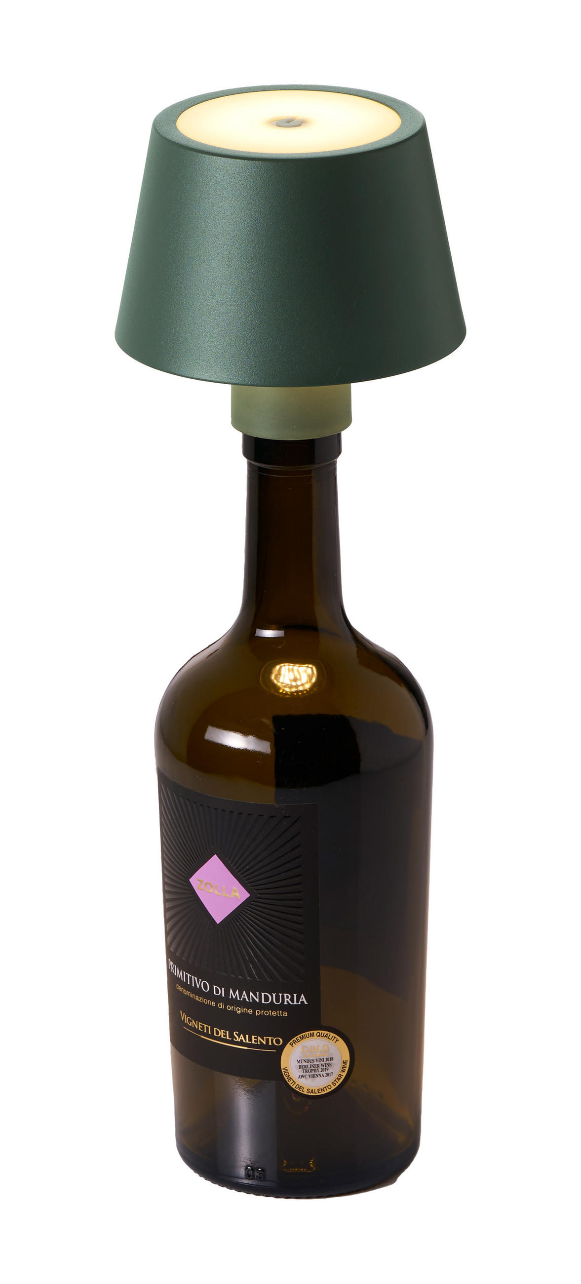 LED-AKKU-TISCHLAMPE - dimmbar mit Touchsensor und Flaschenaufsatz für Innen und Außen, olivegrün - Grün, Metall (11/11/12.5cm) - Northpoint