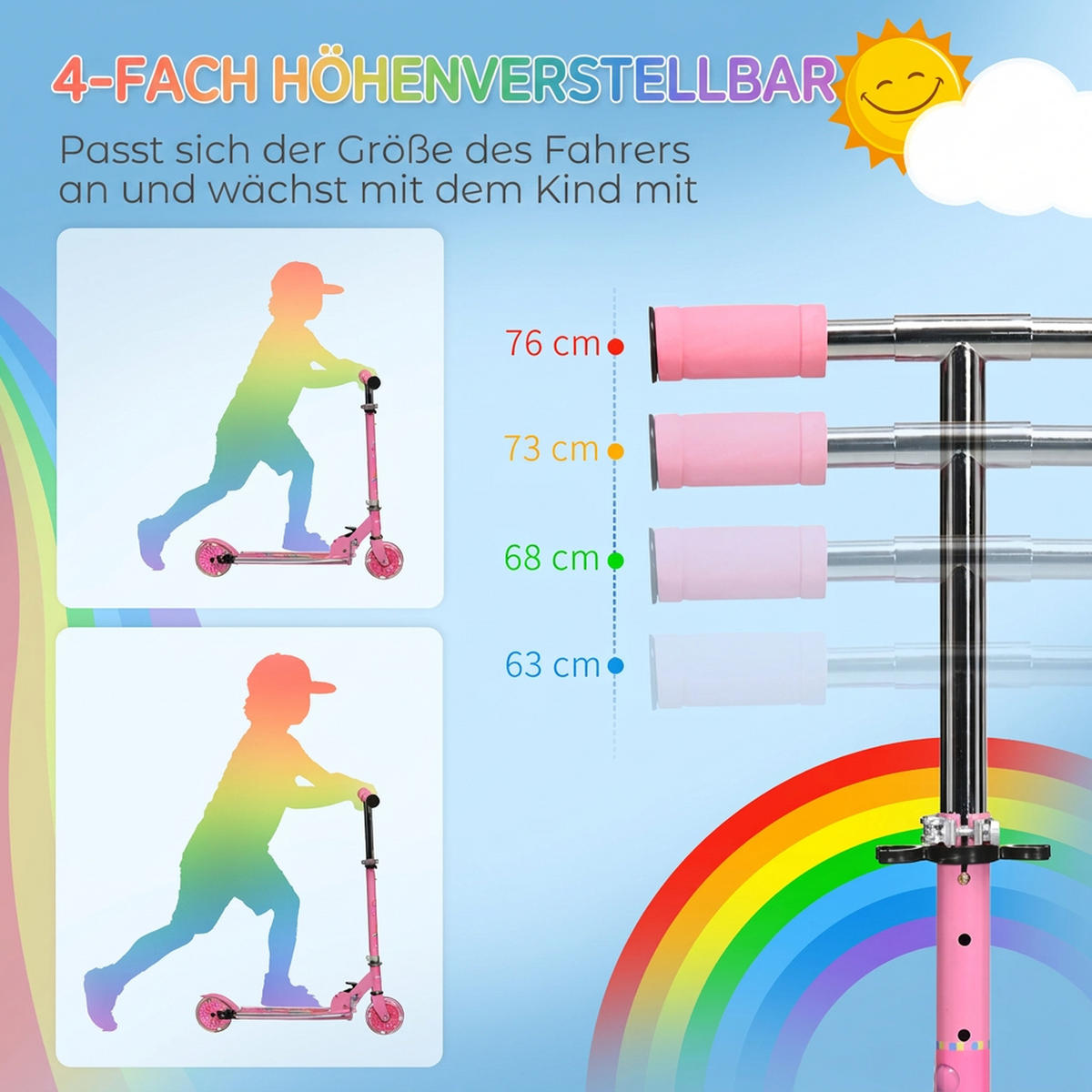 KINDERROLLER Metall Kunststoff Rosa - Rosa, Metall (67/32/78cm) - HOMCOM