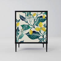 SIDEBOARD LEMON TREE, Schwarz, 57,5x42x72,5 cm, Schwarze Metallfüße - Multicolor/Schwarz, Holzwerkstoff/Metall (57.5/72.5/42cm) - SpaceRebels