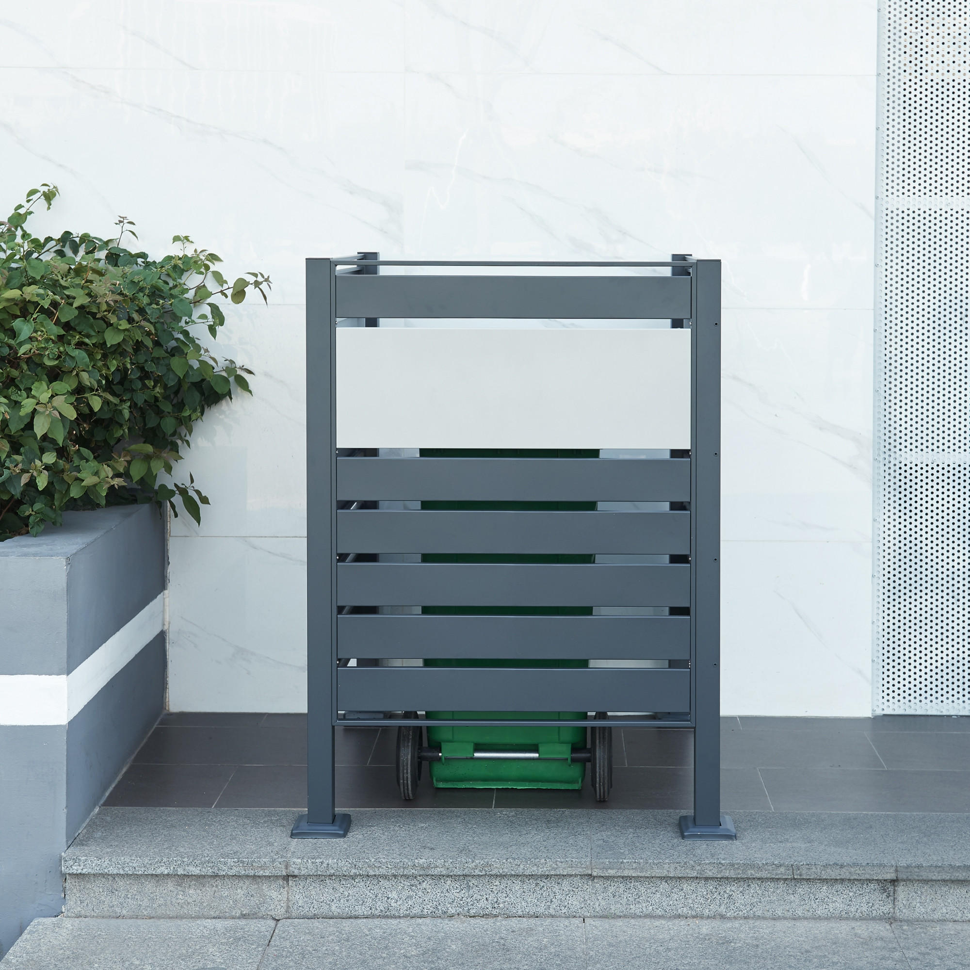 MÜLLTONNENBOX Uusikaupunki - Anthrazit/Silberfarben, Metall (91/120/91cm) - [en.casa]