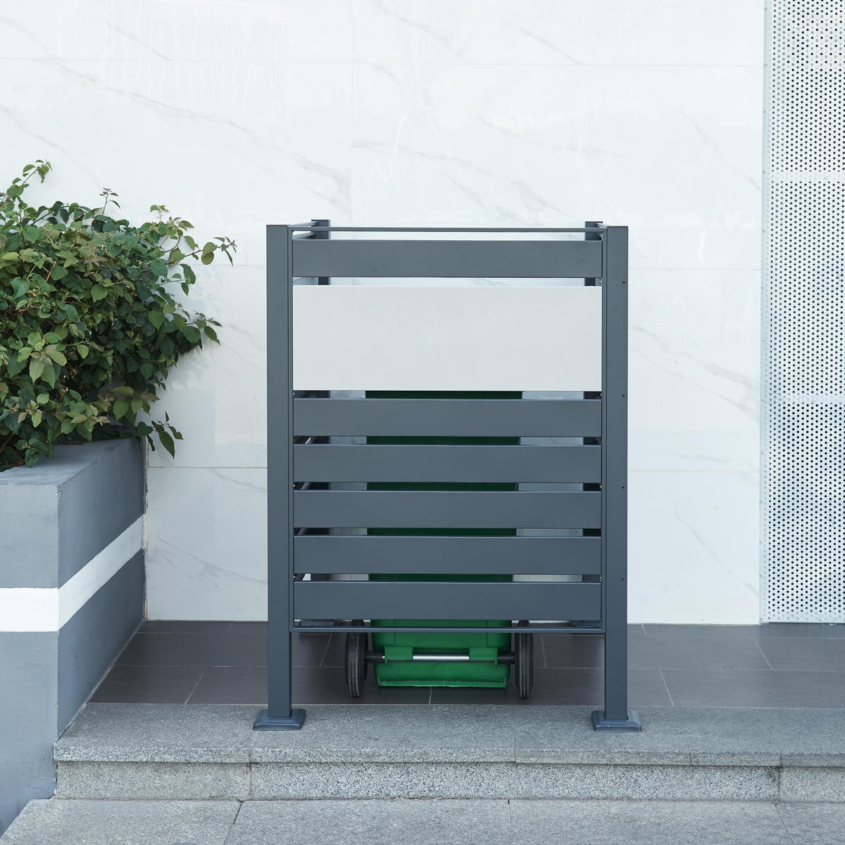MÜLLTONNENBOX Uusikaupunki - Anthrazit/Silberfarben, Metall (91/120/91cm) - [en.casa]