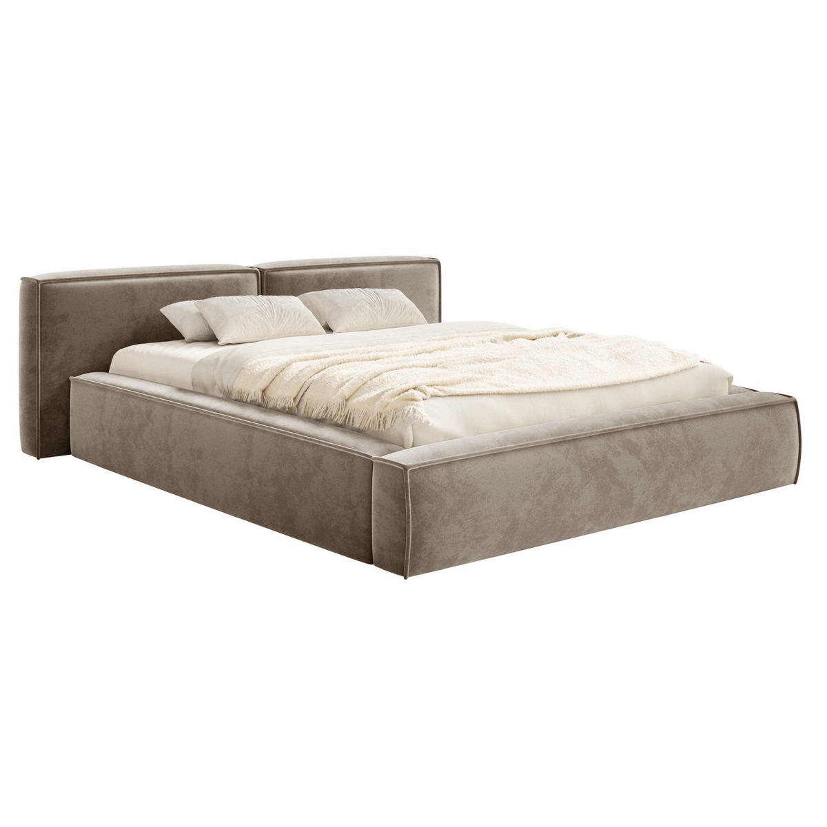 POLSTERBETT Tilves Low Hellbraun 200x200 cm - Hellbraun/Schwarz, Kunststoff/Textil (200/200cm) - Selsey