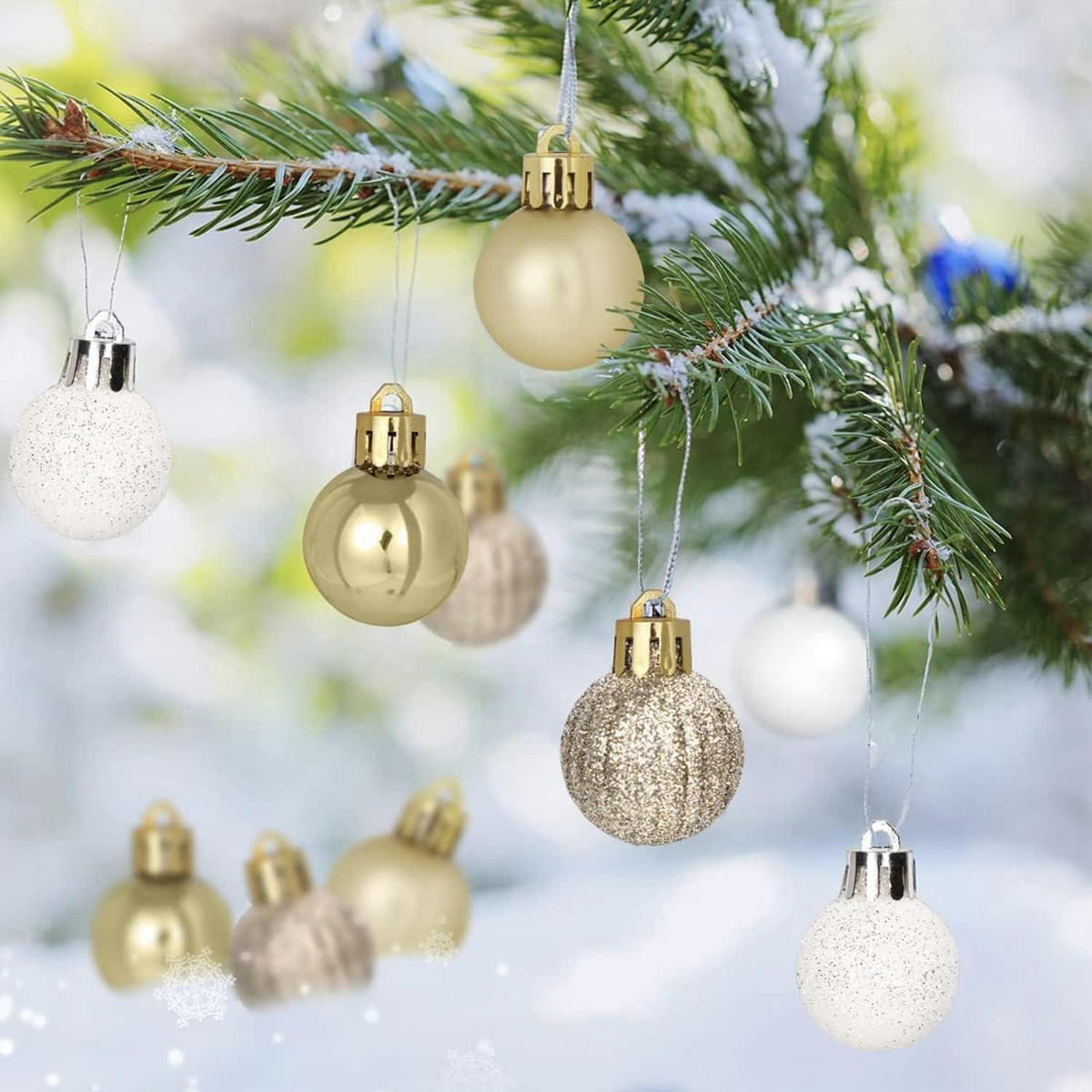 WEIHNACHTSKUGELN 30-teiliges Set 3 cm Gold & Weiß - Multicolor, Kunststoff (11/3/95cm)