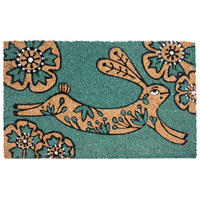 FUSSMATTE Blaugrün 45/75 cm Kaninchen Kokosfasern Clark - Jadegrün, Textil (45/75cm) - Beliani