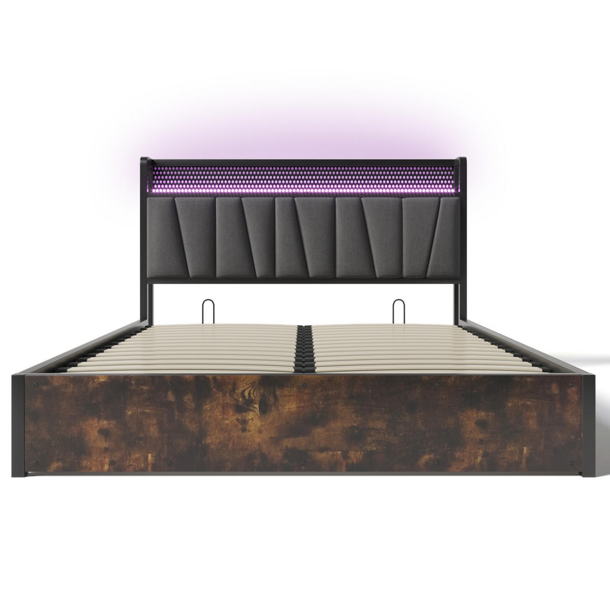 POLSTERBETT 160/200 cm mit LED-Beleuchtung, USB und Bettkasten in Grau - Grau, Textil (160/200cm) - BEAOK
