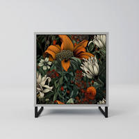 SIDEBOARD MIDNIGHT SPROUT, Grau, 57,5x42x67,5 cm, Schwarze Metall-Rahmenfüße - Multicolor/Schwarz, Holzwerkstoff/Metall (57.5/67.5/42cm) - SpaceRebels