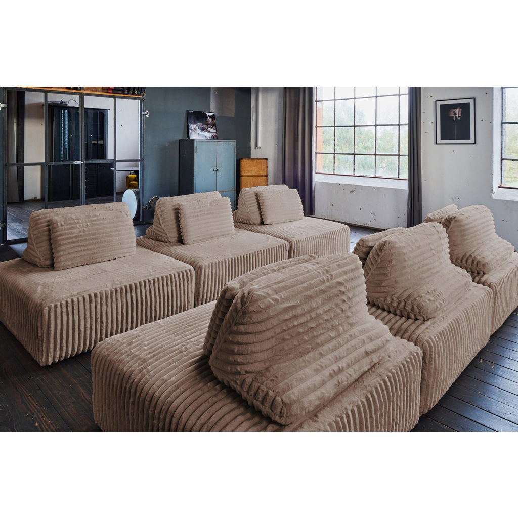 Thumbnail - Kawola Modulsofa, Taupe, Textil, Echtholz, 4-Sitzer, Füllung: Schaumstoff, 333x84x333 cm, Wohnzimmer, Sofas & Couches, S...