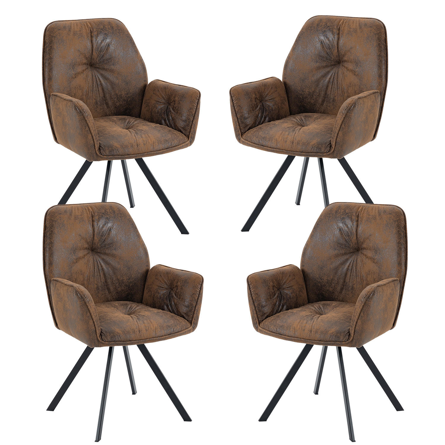4ER Set drehbare Esszimmerstühle Braun - Braun, Textil (60/87.5/62cm) - Meubles Cosy