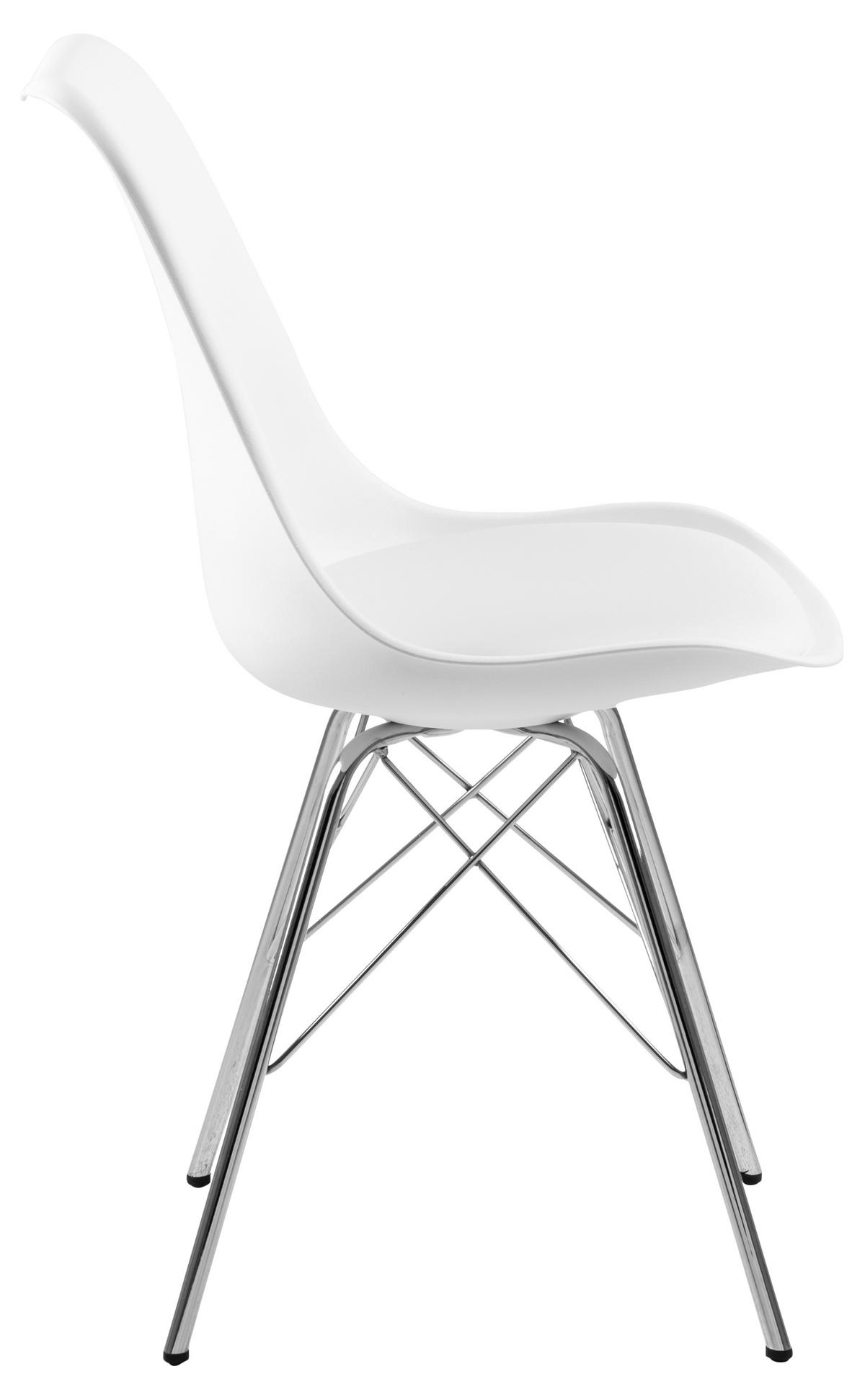 STUHL 4er-Set weiss, Chrom - Weiß, Holzwerkstoff (48/86/54cm) - ebuy24