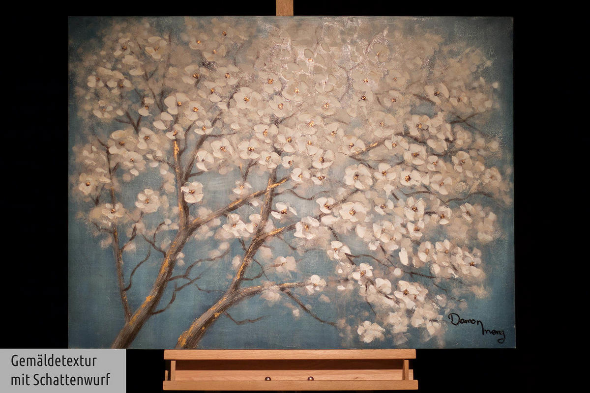 ACRYLBILD HANDGEMALT 100/75 cm - Blau/Weiß, Holz/Textil (100/75cm) - KUNSTLOFT