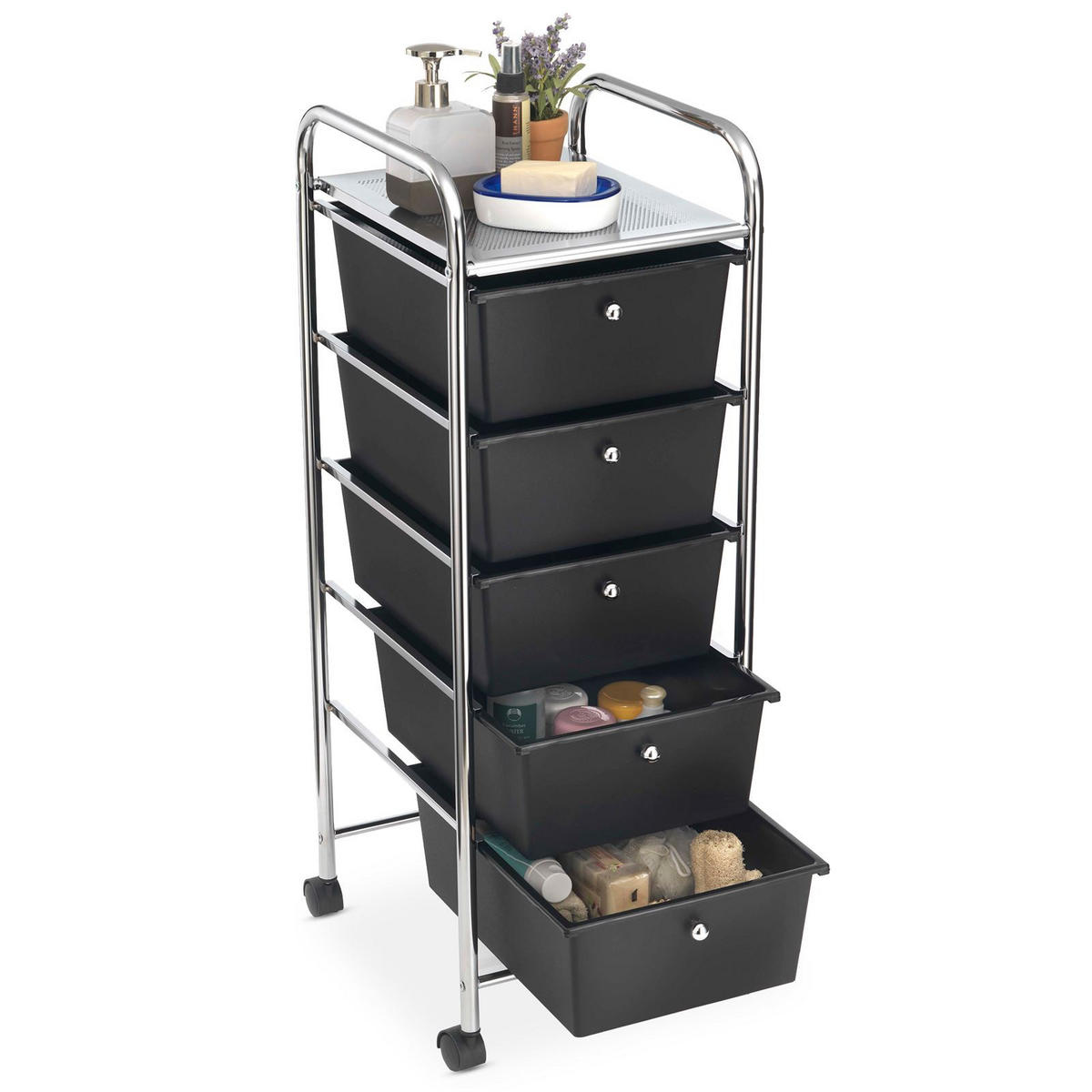 BADROLLWAGEN GINA - Schwarz, Kunststoff/Metall (33/94/39cm) - IDIMEX