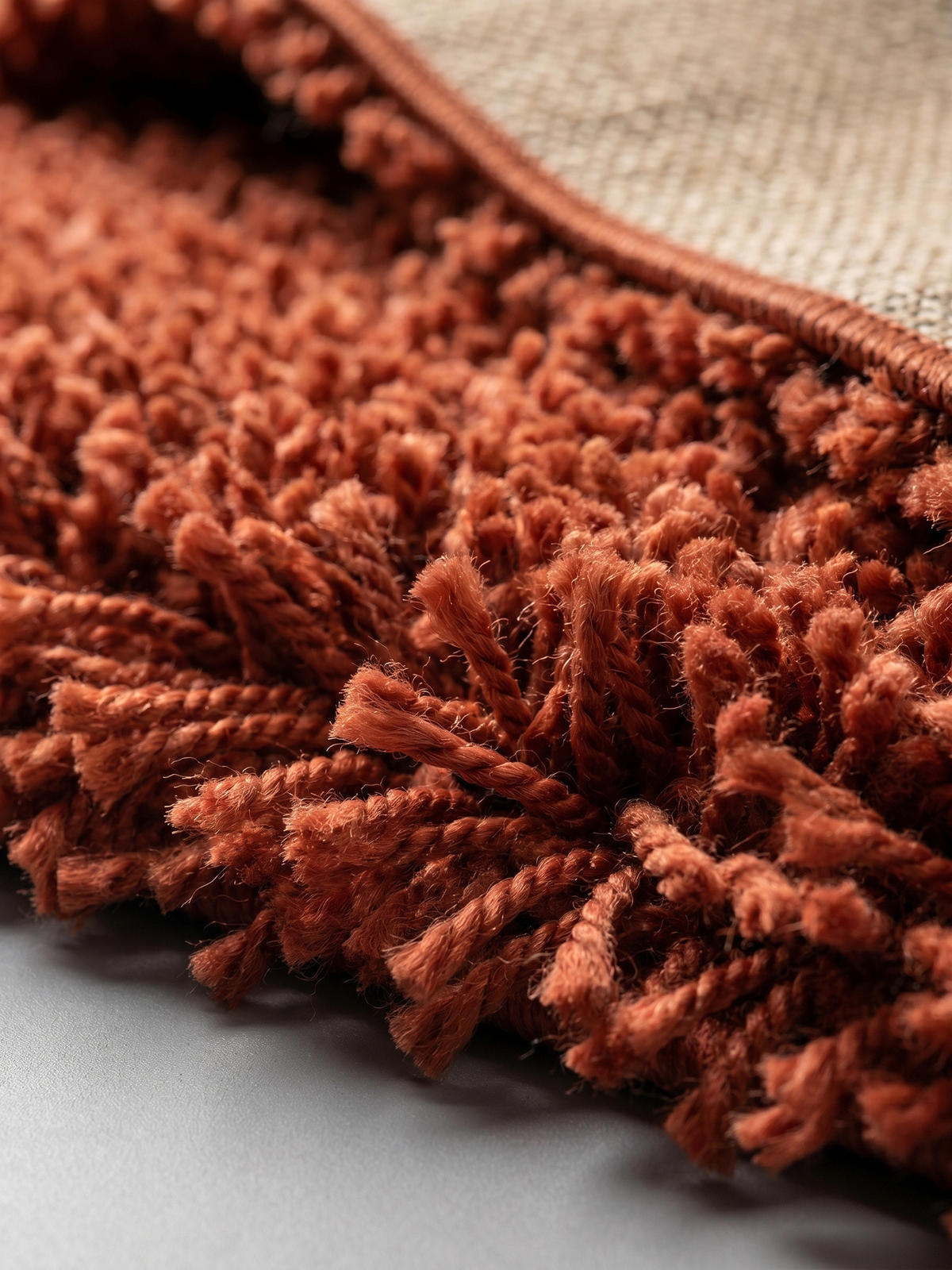 HOCHFLORTEPPICH RHEIN, einfarbig, aus Polypropylen, Terrakotta, Ø 120 cm - Orange, Textil (120/120cm) - KADIMA DESIGN
