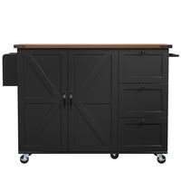 KÜCHENINSEL Schwarz 140/45-73/92.5 cm - Schwarz, Holzwerkstoff (140/92.5/45cm) - PANGIVO