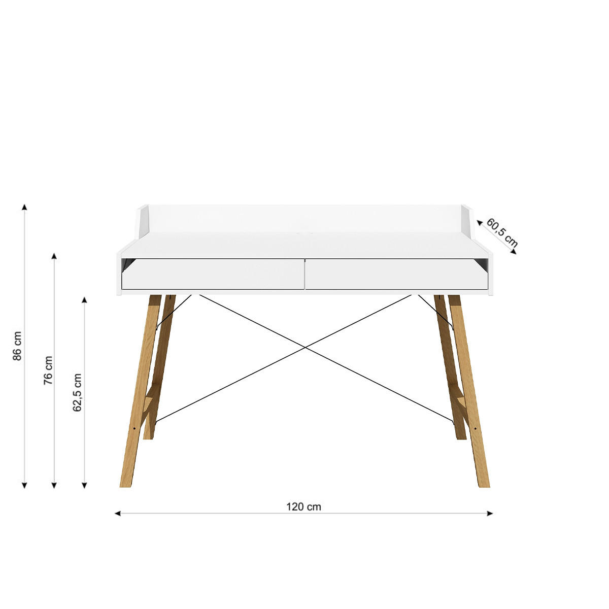 PSACÍ STŮL Bílá - bílá, kompozitní dřevo (60/120/86cm) - Petits-meubles