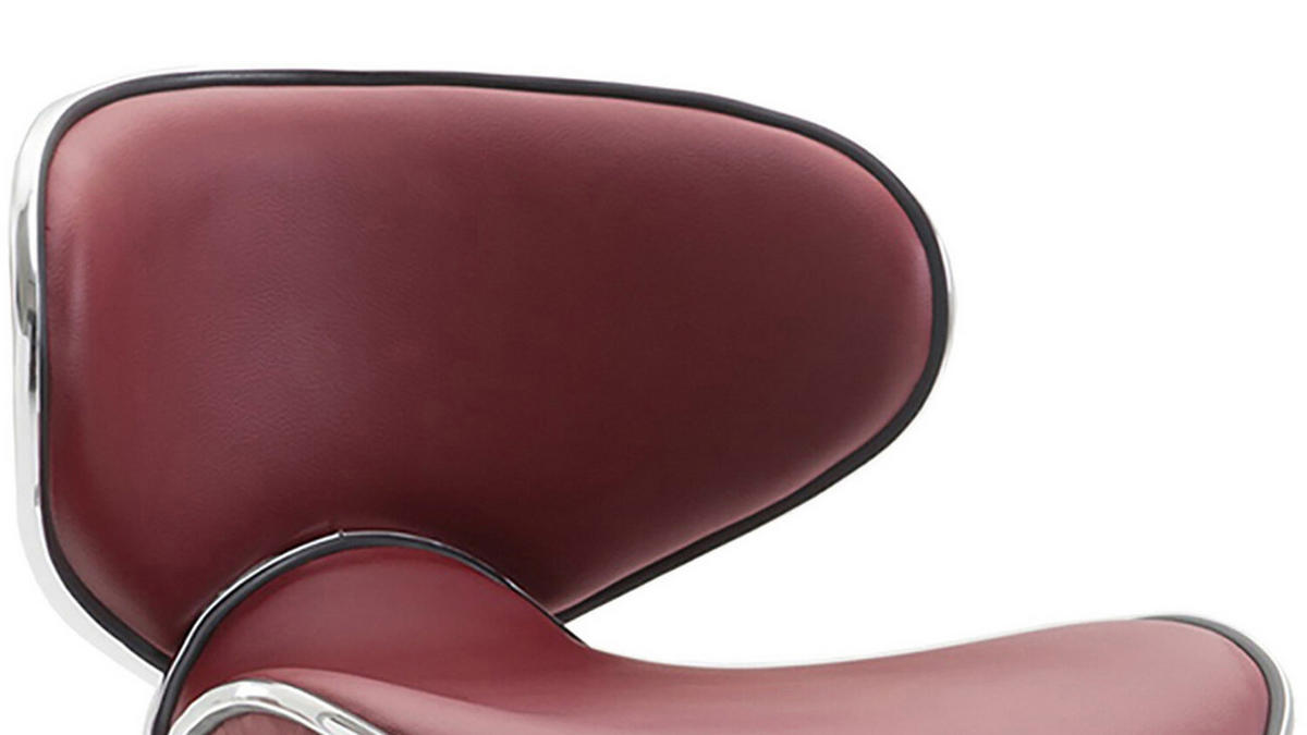 BARHOCKER 2er Set Las-Mallorcas Kunstleder schwarz bordeauxrot - Bordeaux/Schwarz, Kunststoff/Metall (46/108/49cm) - TPFLiving