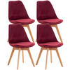 STUHL 4er Set Samt bordeauxrot - Eukalyptusholzfarben/Bordeaux, Holz/Textil (49/83/50cm) - CLP