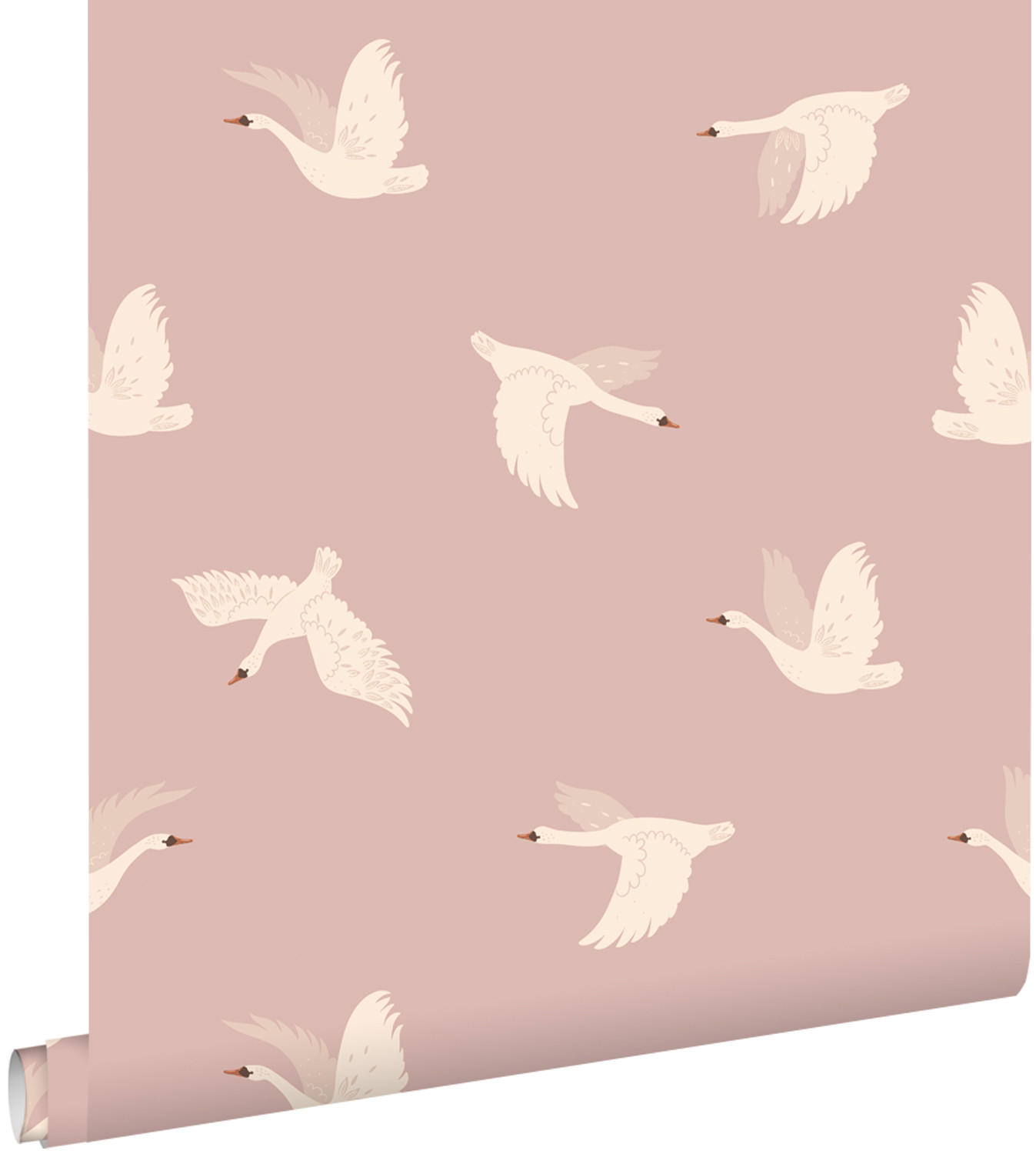 TAPETE Schwäne 50 x 900 cm - Pink, Papier (50/0.1cm) - ESTAhome