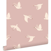 TAPETE Schwäne 50 x 900 cm - Pink, Papier (50/0.1cm) - ESTAhome