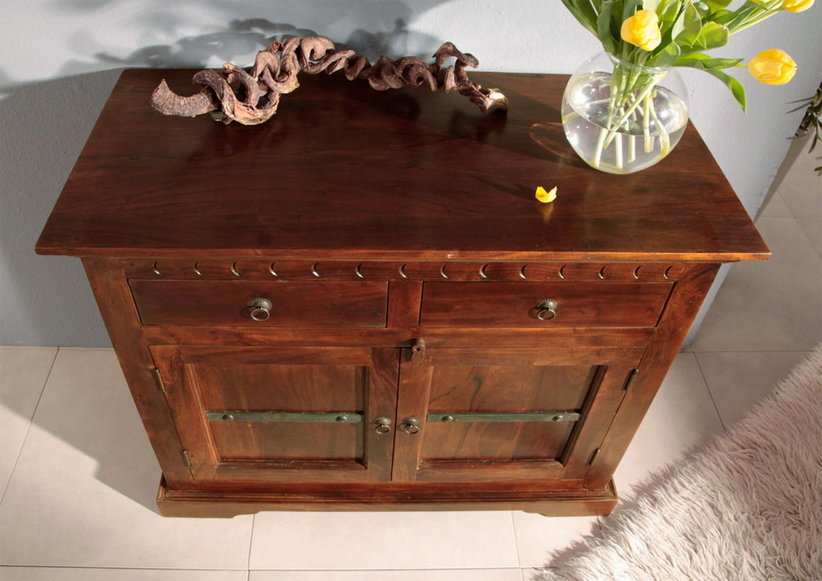 KOMMODE Akazie 107x50x88 nougat lackiert OXFORD #424 - Dunkelbraun, Holz (107/88/50cm) - Massivmoebel24