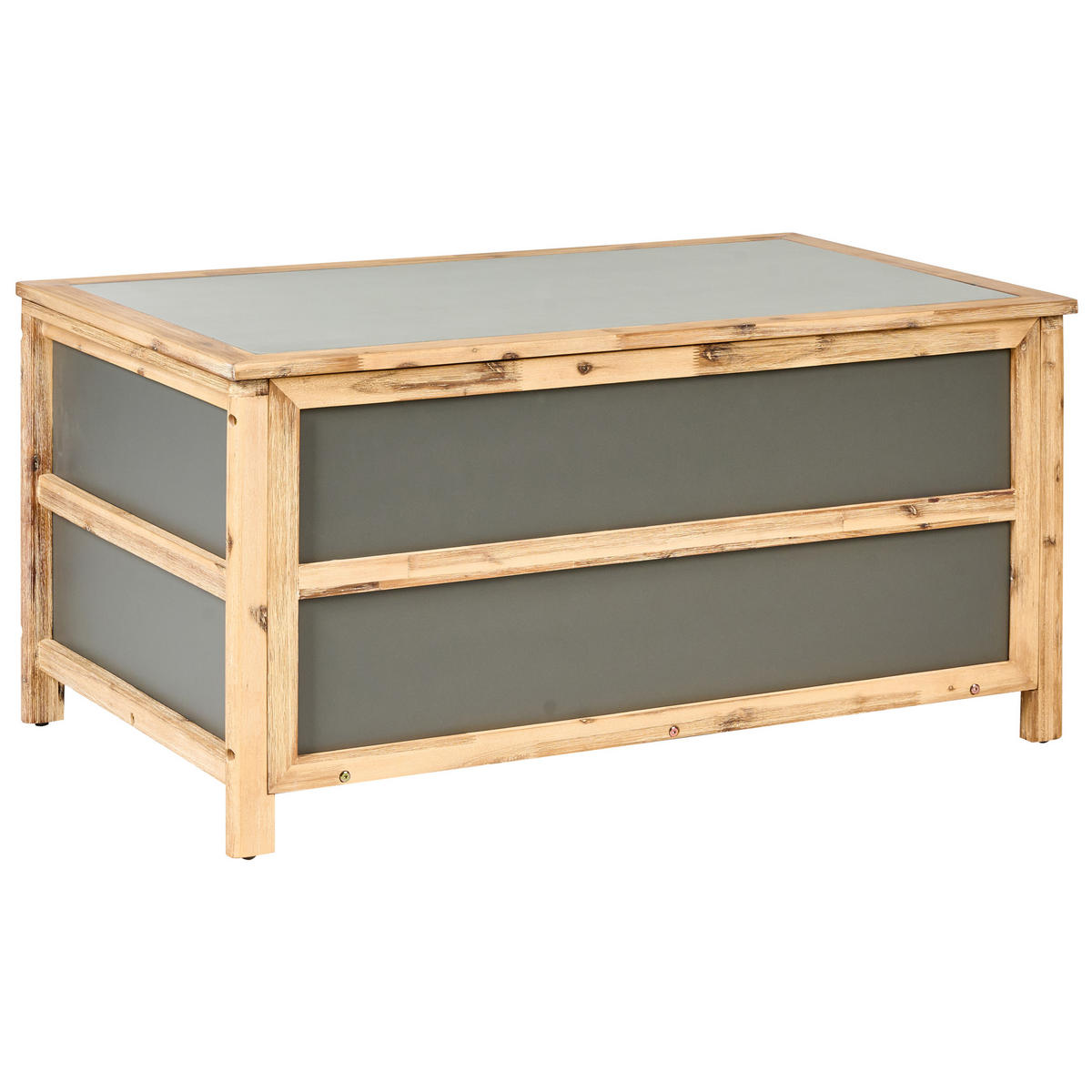 AUFBEWAHRUNGSBOX Grau Acate - Hellbraun/Grau, Stein (121/61/72cm) - Beliani
