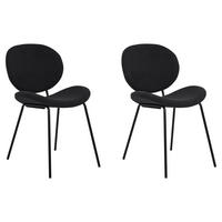 ESSZIMMERSTUHL 2er-Set Kunstleder Schwarz Luana - Schwarz, Textil/Metall (50/80/52cm) - Beliani