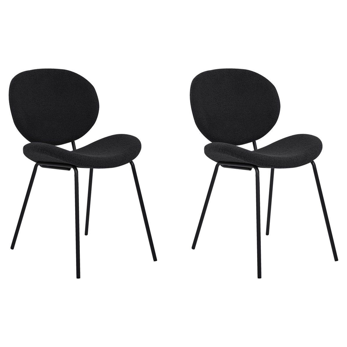 ESSZIMMERSTUHL 2er-Set Kunstleder Schwarz Luana - Schwarz, Textil/Metall (50/80/52cm) - Beliani