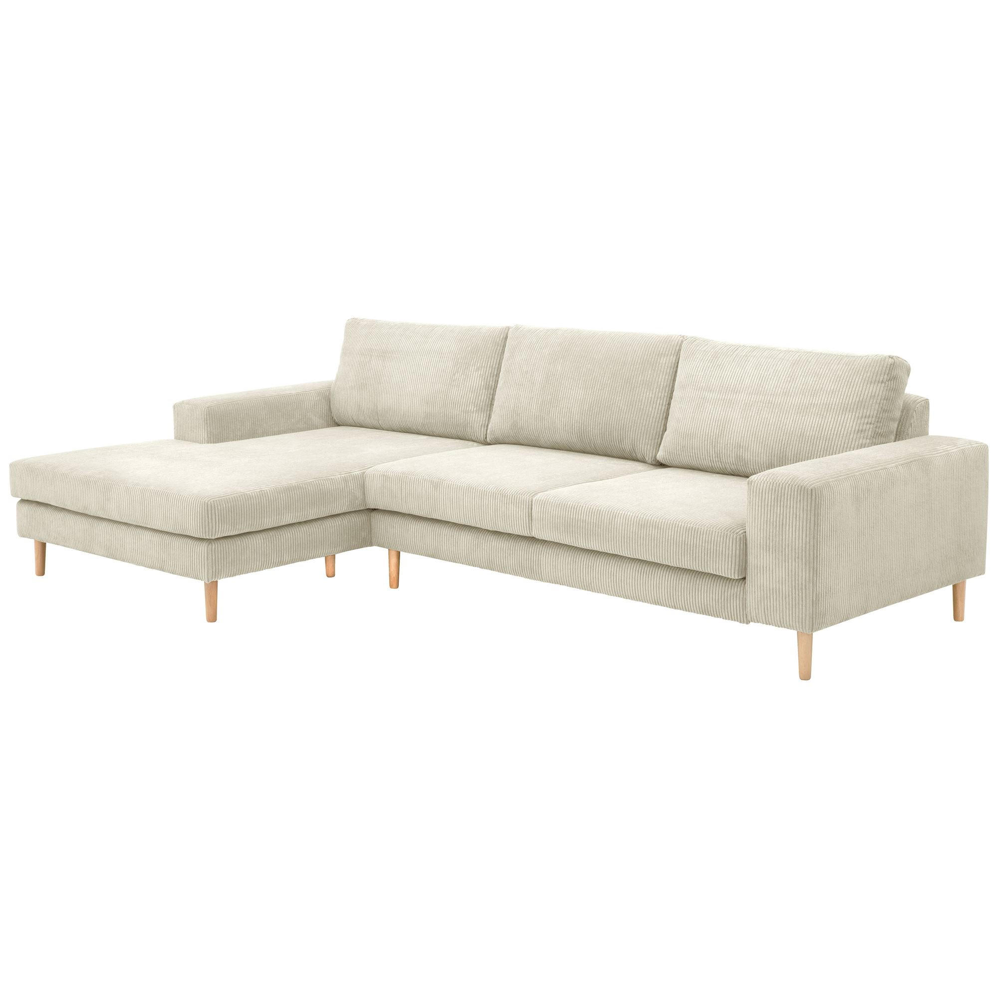SOFA mit Longchair links Kaylynn Cordstoff creme - Creme, Kunststoff (175/294cm) - 58aufmkessel
