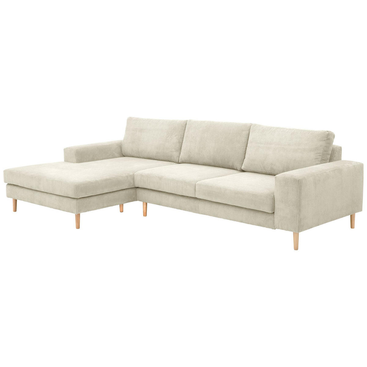 SOFA mit Longchair links Kaylynn Cordstoff creme - Creme, Kunststoff (175/294cm) - 58aufmkessel