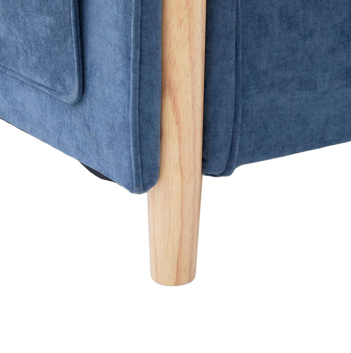 SOFA 261/77/86 cm in Blau aus Chenille, modular mit 2 Hockern und Stauraum - Blau, Textil (77/86/261cm) - Flora Grace