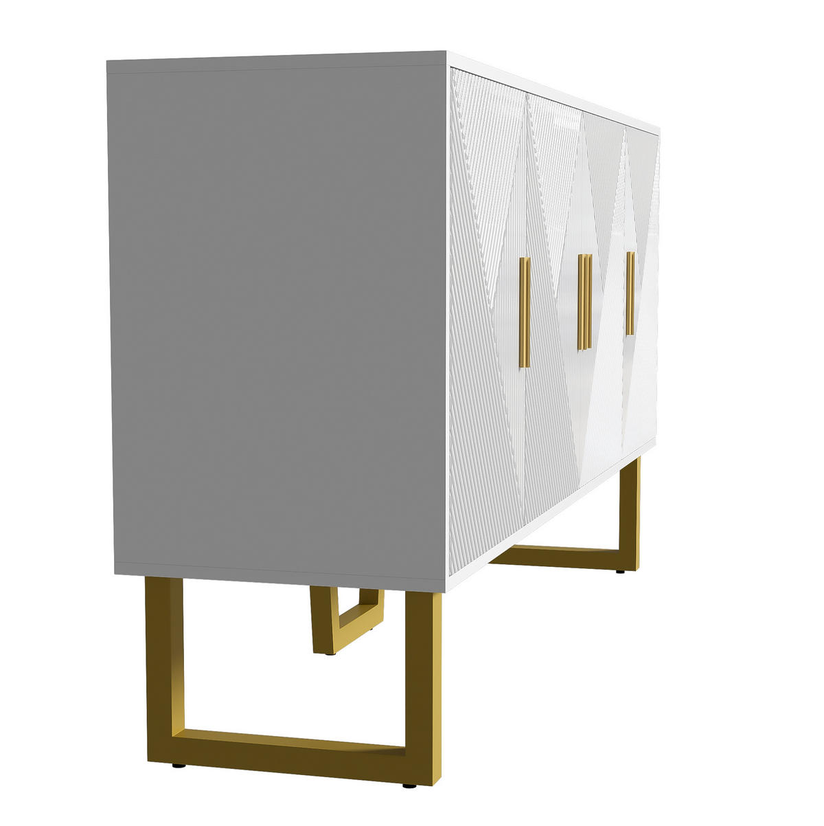 KOMMODE aus MDF & Spanplatte 150x40x82cm in Weiß mit 4 Türen - Weiß, Holzwerkstoff (150/82/40cm) - Modfu