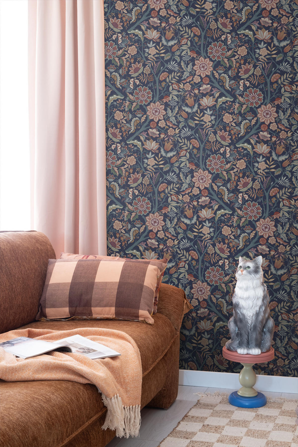 TAPETE Blumenmuster 53 cm x 10.05 m - Blau, Papier (53/1000cm) - ESTAhome
