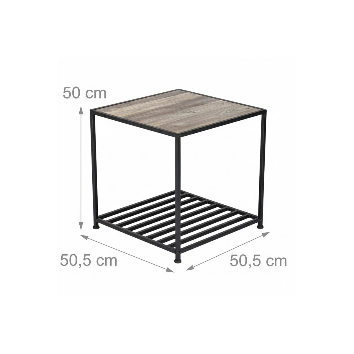 BEISTELLTISCH - Dunkelbraun, Holzwerkstoff/Metall (50.5/50.5/50cm) - Relaxdays