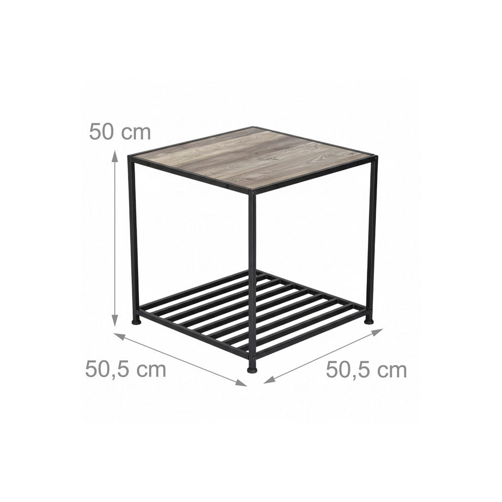 Thumbnail - Relaxdays Beistelltisch, Grau, Holzwerkstoff, Metall, 50.5x50x50.5 cm, Wohnzimmer, Wohnzimmertische, Beistelltische