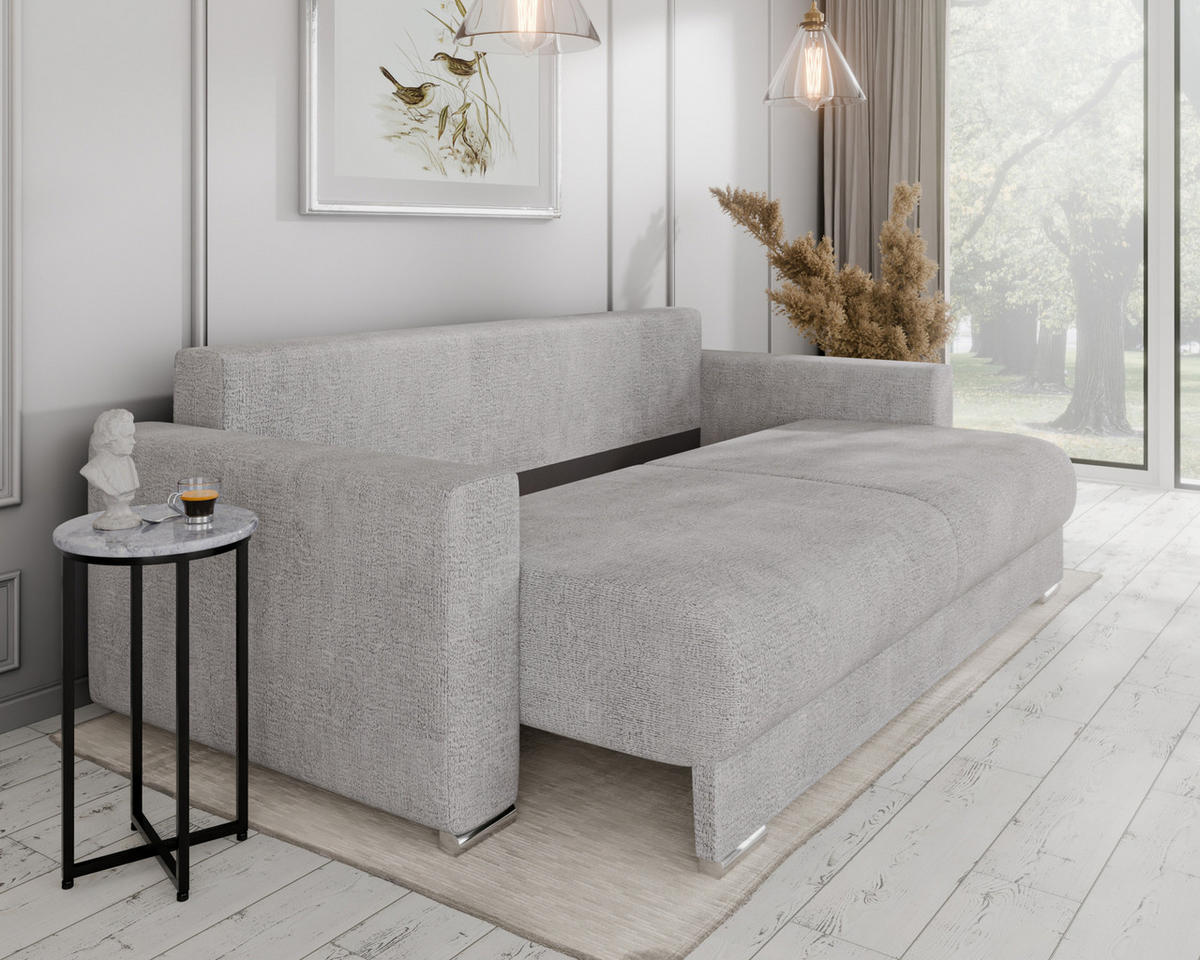 SCHLAFSOFA Calma mit Bettkasten 3-Sitzer modernen Stil, Graubraun - Graubraun, Holz (229/87/97cm) - Homesy