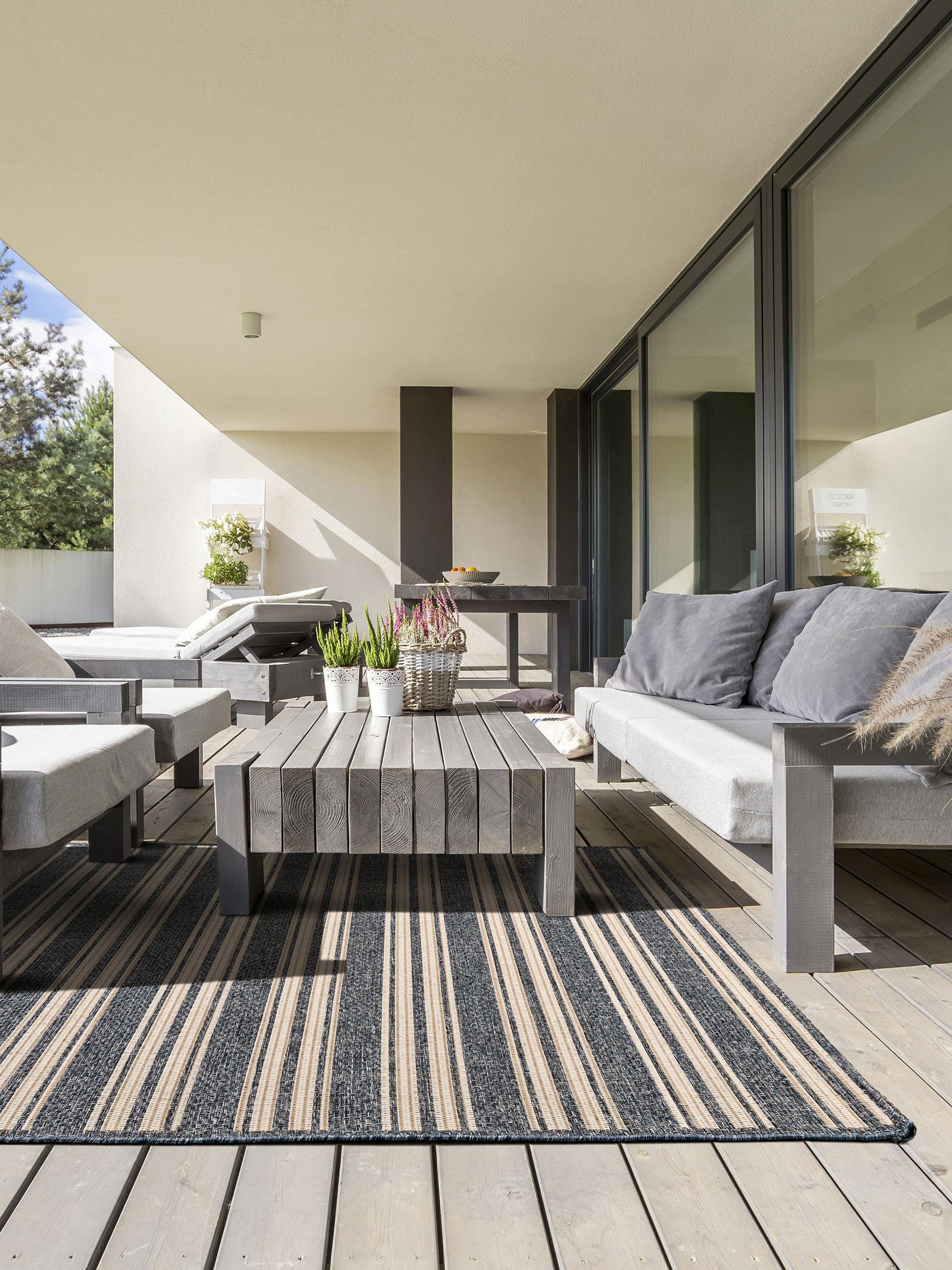 Outdoorteppich River Beige/Blau 100x150 cm - Beige, Textil (100/150cm) - benuta Nest