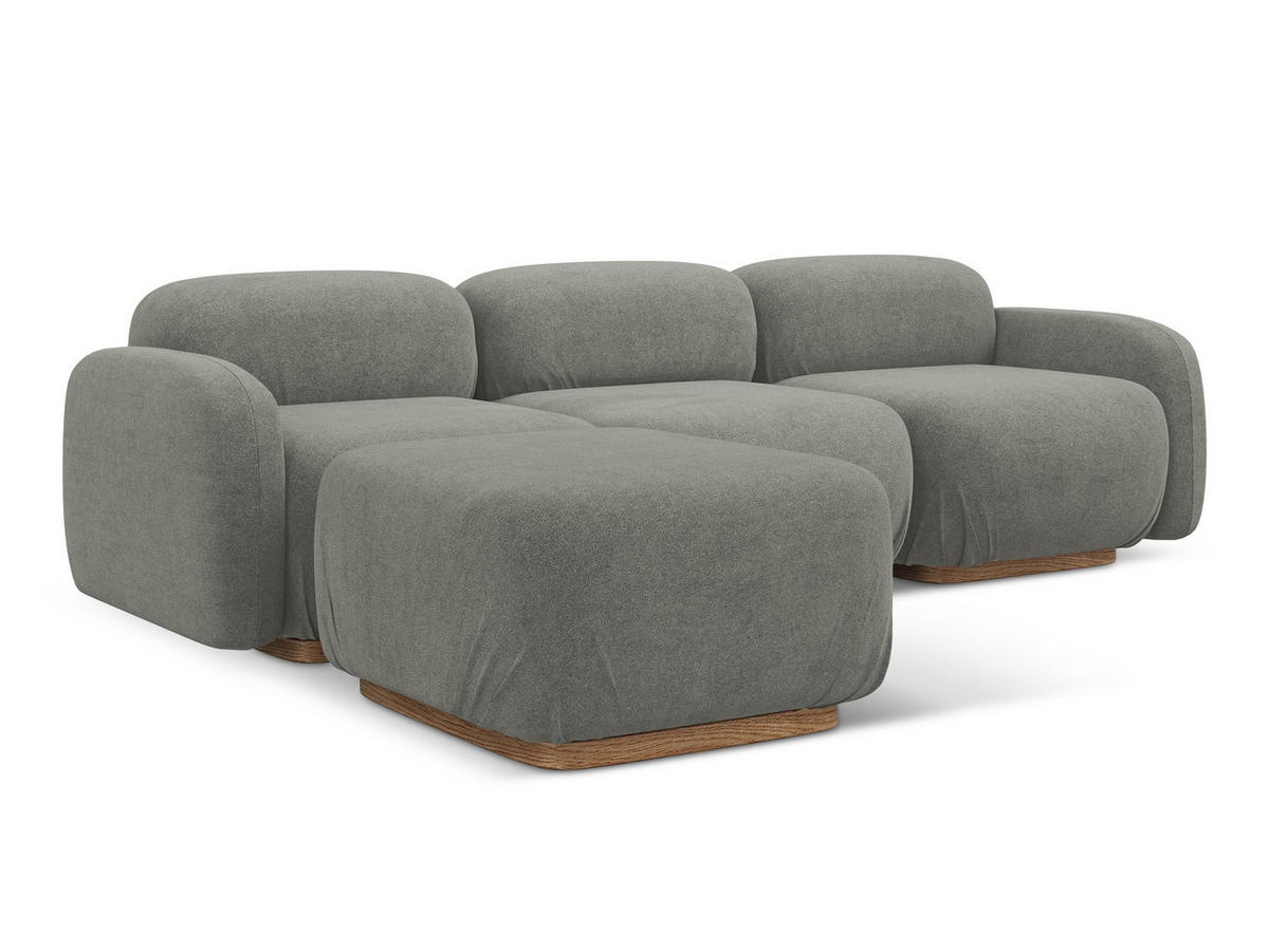 ECKSOFA Beidseitig Bouclé Stoff Beige - Greige/Beige, Holz/Textil (270/190cm) - Makamii