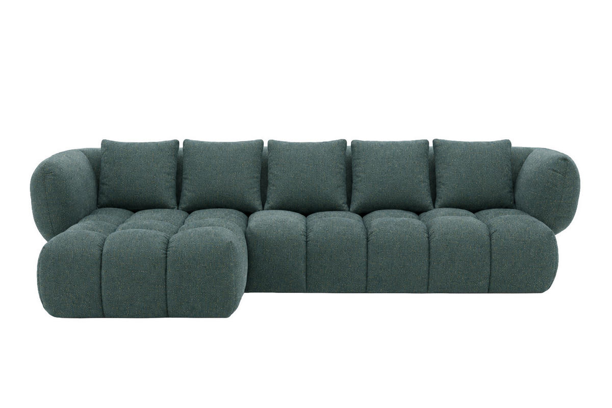 ROHOVÁ SEDAČKA ve tvaru L, žinylková tkanina Puente, Azurově modrá, Levá strana, SEVIO L - tyrkysová, dřevo (242/175cm) - Kaiser Möbel