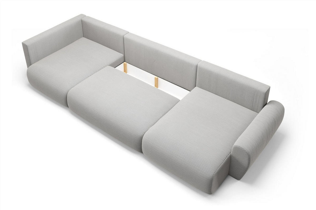 WOHNLANDSCHAFT Galan Mit Schlaffunktion - Weiß, Holzwerkstoff/Textil (153/70/385cm) - Fun Möbel