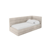 EINZELLBETT Jugendbett mit Bettkasten, Links - BEMY 90x200 Beige - Ecru, Holzwerkstoff/Textil (90/200cm) - ALTDECOR
