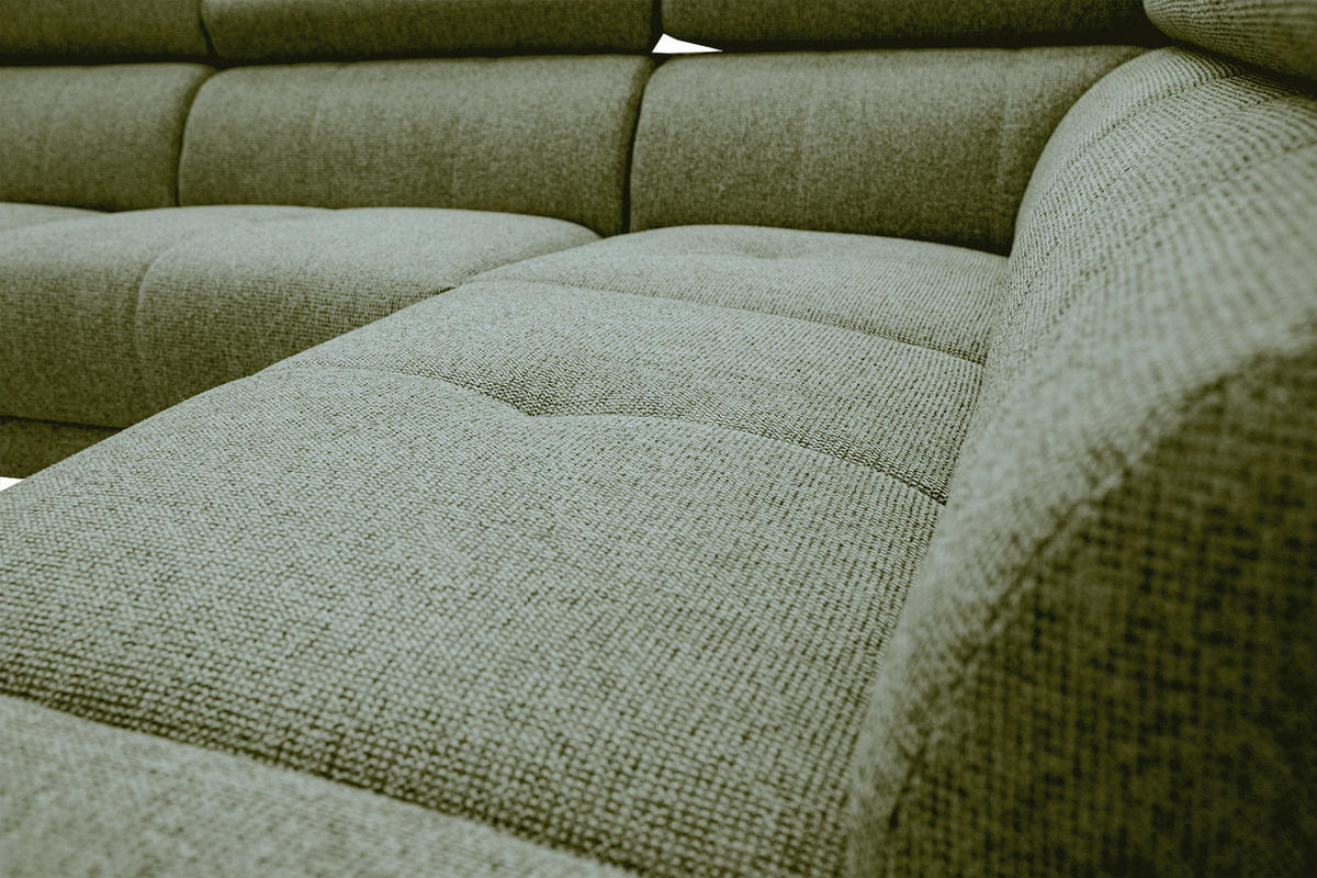 ECKSOFA FIERO 5-Sitzer, olivgrün - Schwarz/Olivgrün, Holzwerkstoff/Textil (290/228cm) - Courtois Laville