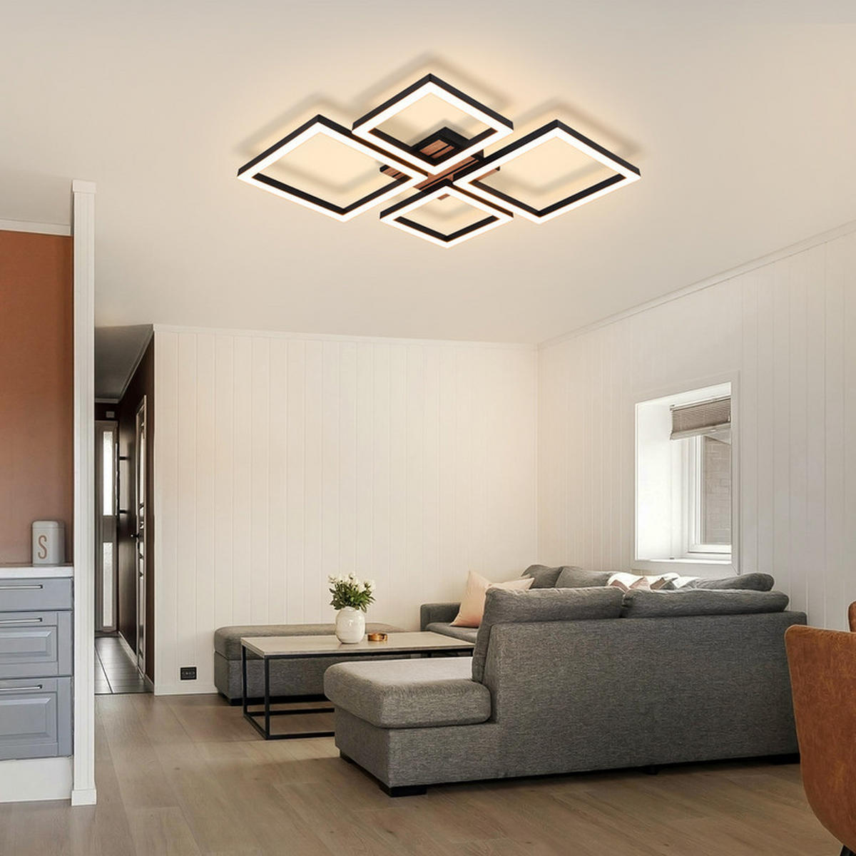 LED stropní svítidlo 45,5/48/6 cm - černá, kov (48/45.5/6cm) - Nettlife