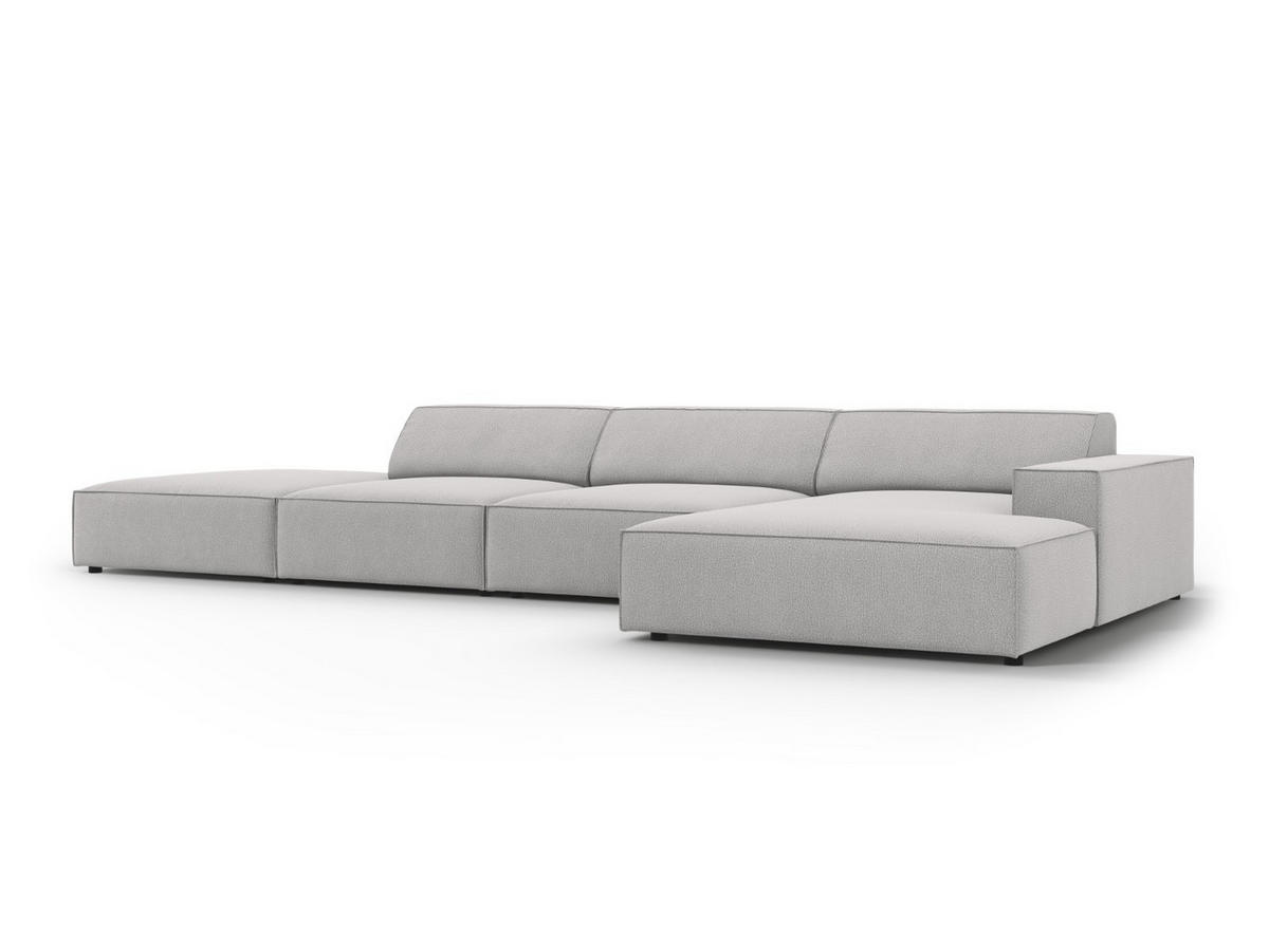 ECKSOFA rechts Jodie aus strukturiertem Stoff hellgrau 5 Sitzplätze - Hellgrau, Textil (166/341cm) - Micadoni