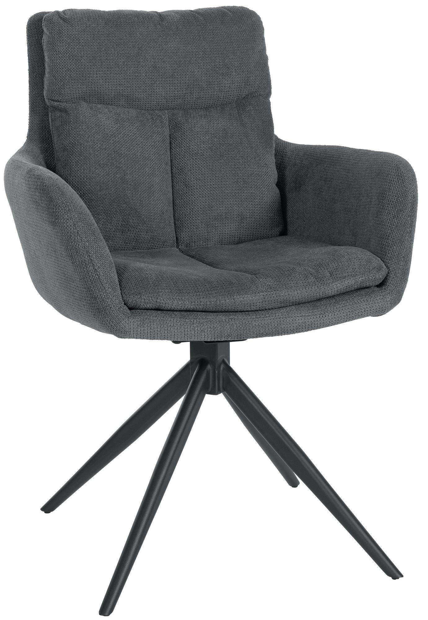 ARMLEHNENSTUHL Stoff Dunkelgrau - Dunkelgrau/Schwarz, Textil/Metall (60/88/65cm) - CLP